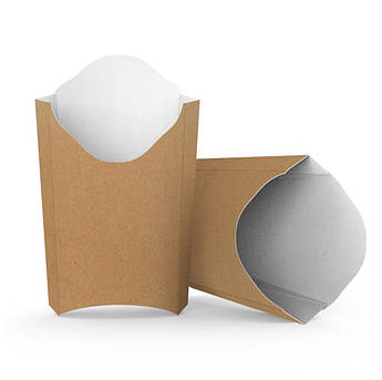 Упаковка для картоплі фрі 145×95×43, Середня КРАФТ