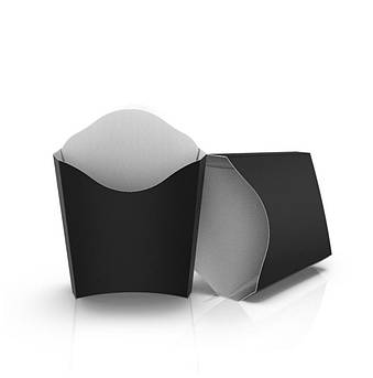 Упаковка для картоплі фрі 120×90×40, Маленька ЧОРНА, 50 шт/уп