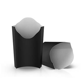 Упаковка для картоплі фрі 145×95×43, Середня ЧОРНА, 50 шт/уп