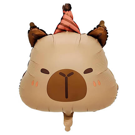 Повітряна фольгована кулька Капібара в ковпаку 53х44см 20" | Коричневий, фото 1