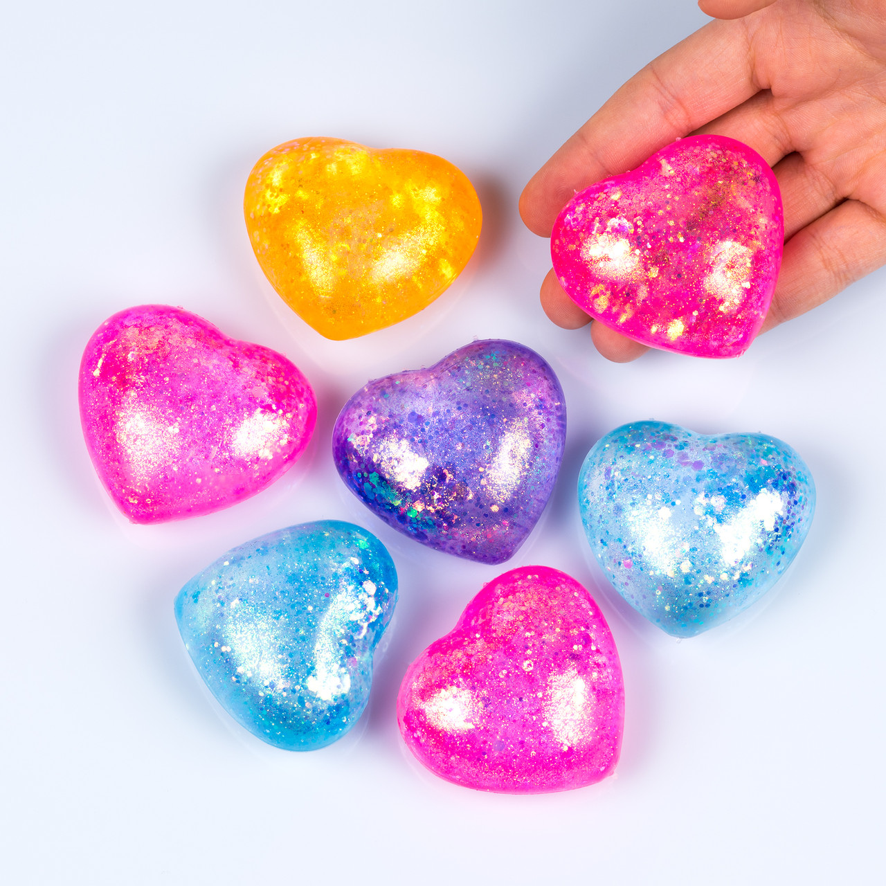 Іграшка тягучка антистрес Серце, 5 см 24 шт упаковка