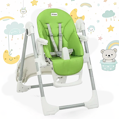 Зелений складаний стільчик трансформер для годування дитини Ремені та регулювання висоти спинки Екошкіра isofix