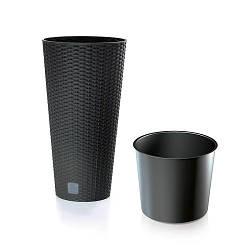 Горщик для квітів пластиковий Prosperplast Рато високий 25*48см 15.5л антрацит DRTUS250-S433