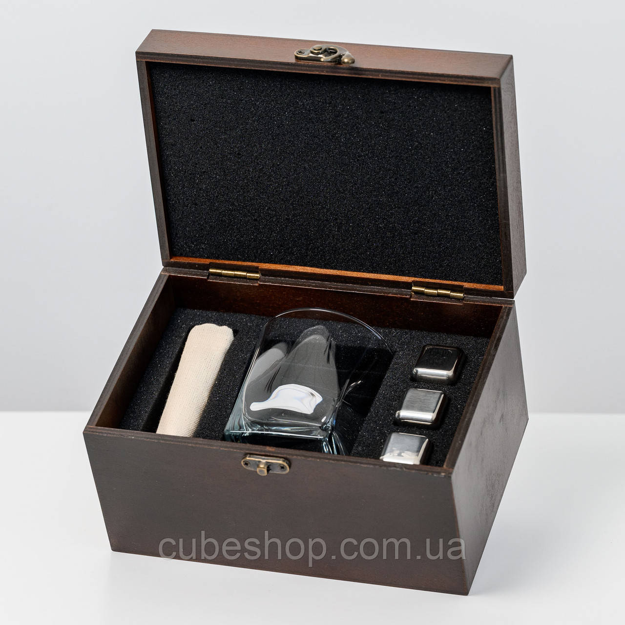 Набір для віскі "Сталевий №1 Baltic" (1 склянка, 3 кубики для віскі, щипці), фото 1