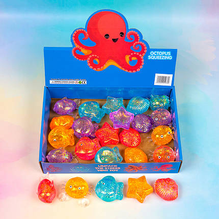 Іграшка тягучка антистрес Морський, 7.5 см 24 шт упаковка, фото 2