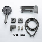 Змішувач для ванни округлий Frap F3275-19 матовий графіт душ 2 режими, фото 4