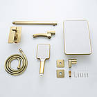 Душова система з тропічним душем прихованого монтажу Frap F7176 квадратна-3 на 3 споживачі матове золото, фото 3