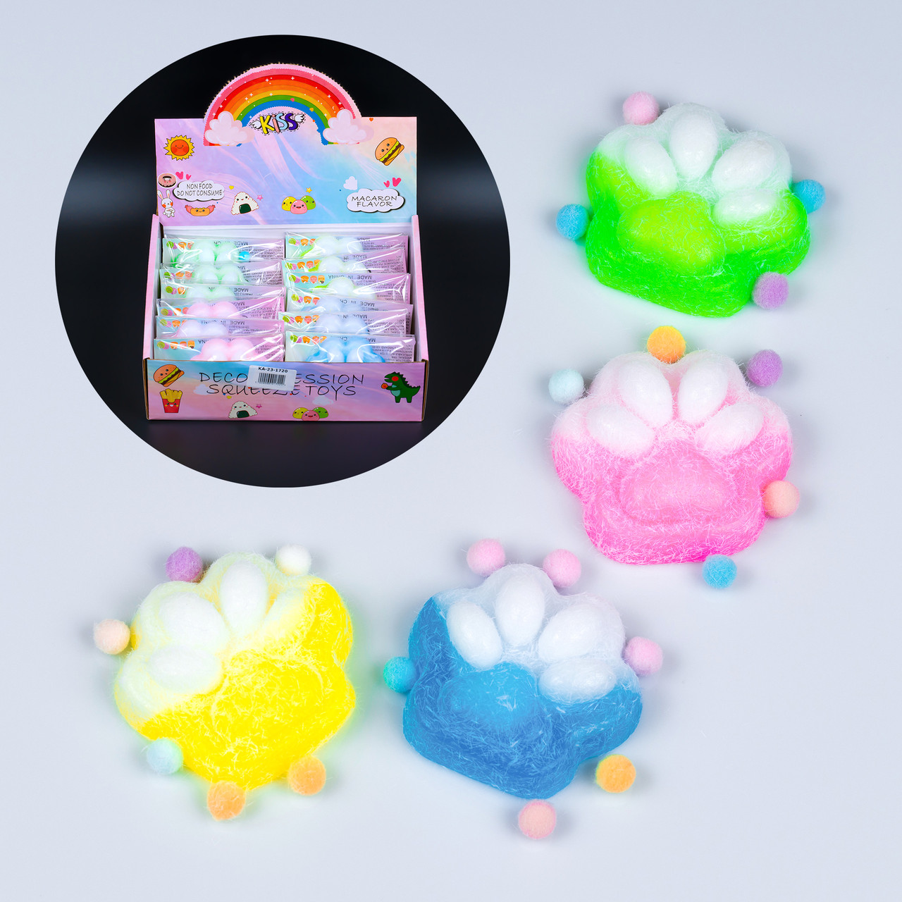 Іграшка антистрес Лапки пухнасті, 6.5 см 16 шт упаковка