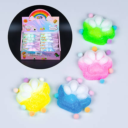 Іграшка антистрес Лапки пухнасті, 6.5 см 16 шт упаковка, фото 1