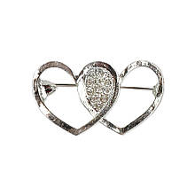 Пін на одяг "Сердечка" (брош), 3.3*4.3 см, сріблястий
