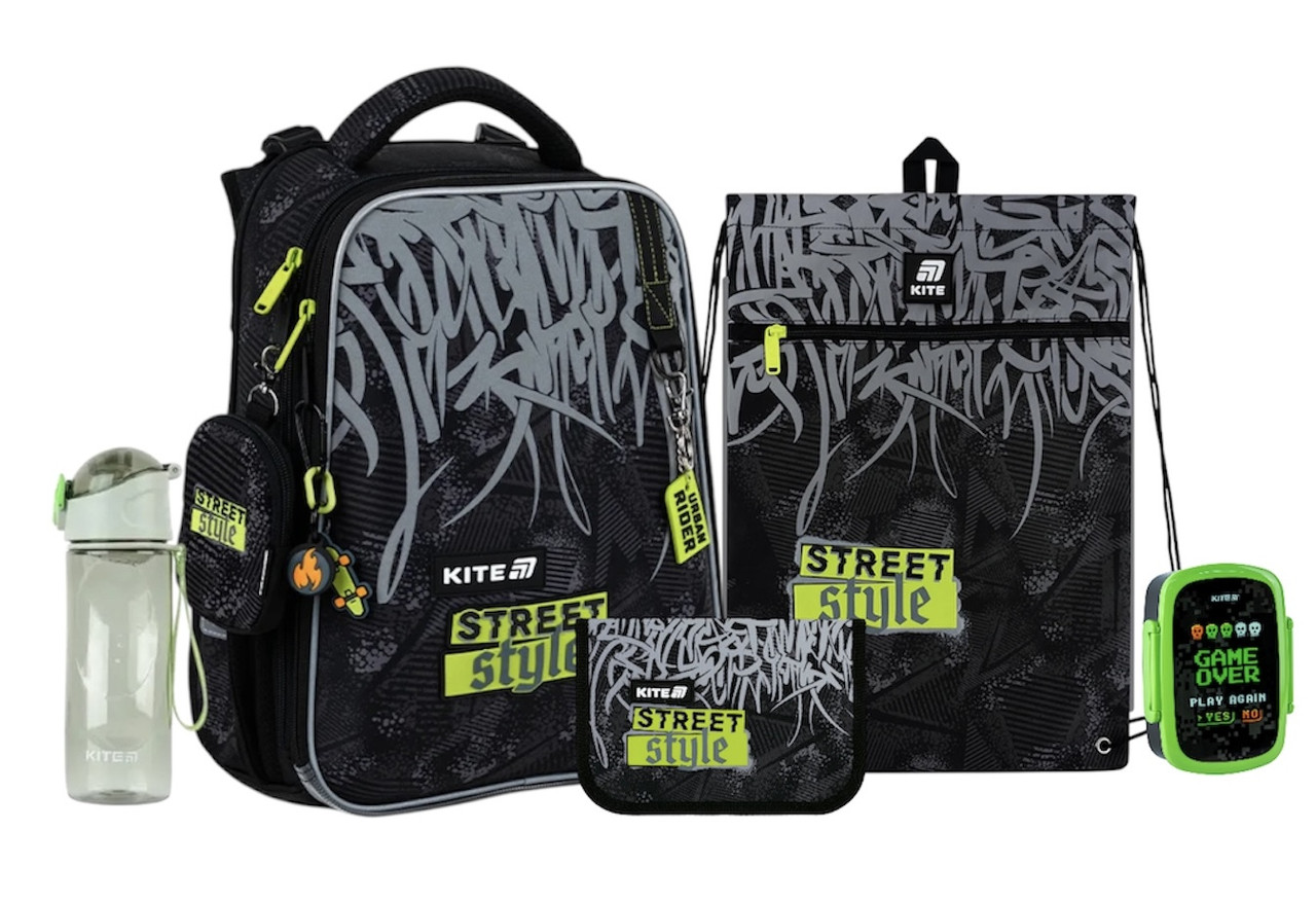 Шкільний набір Kite Education StreetStyle SET_K25-531M-4 (рюкзак, пенал, сумка, ланчбокс, пляшка), 130-145 см