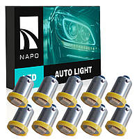 Лампа світлодіодна NAPO LED BA9S-5050-1smd T4W BA9S колір світіння жовтий комплект 10 шт