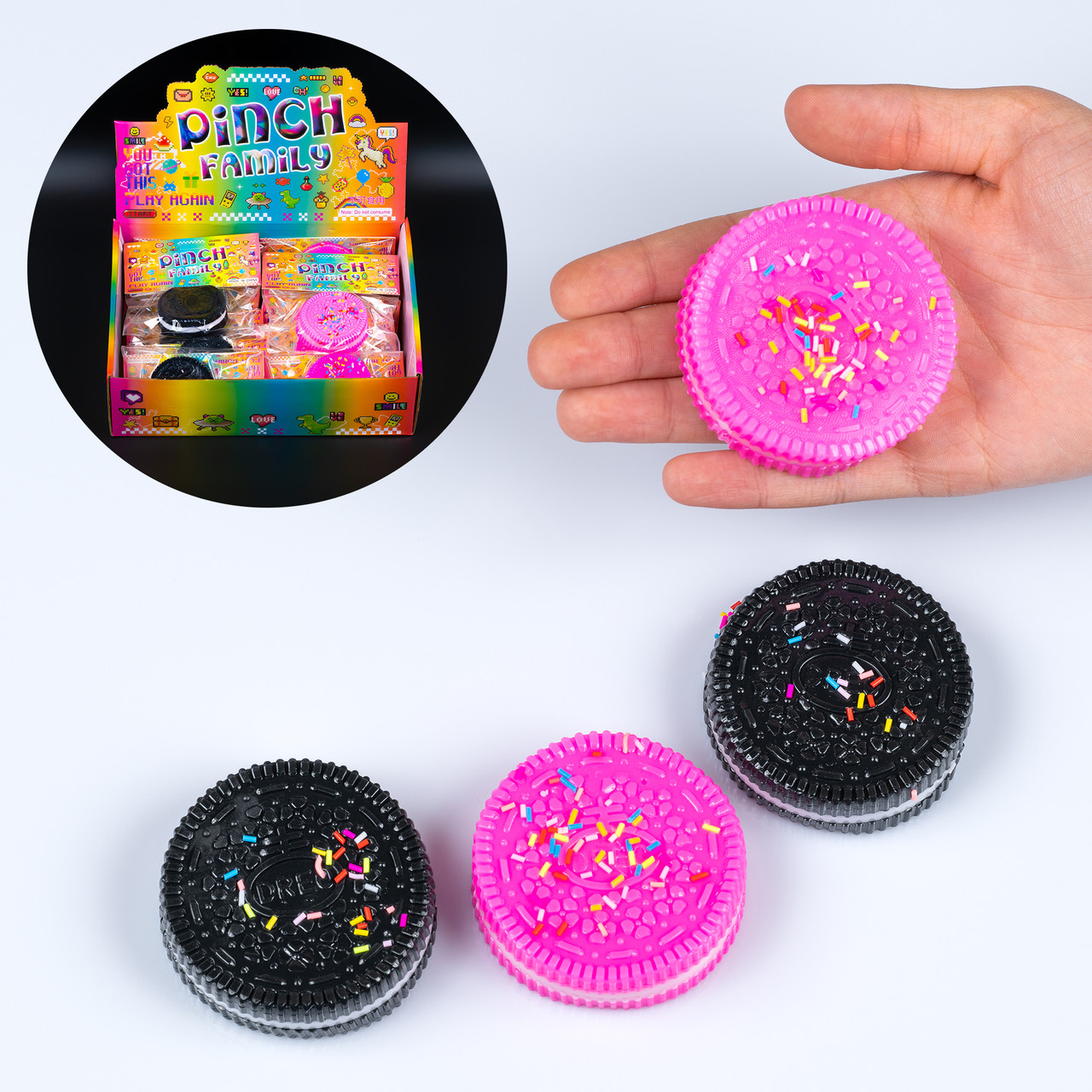 Іграшка антистрес Печиво з присипкою кольорове, 6 см 16 шт упаковка