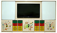 Стінка для предметних кабінетів "Інтерактивна освіта" з фотодруком (вартість указана з лотками як зображено на фото та без