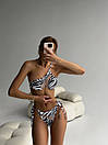 Жіночий роздільний чорно-білий купальник, фото 2