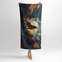 Рушник з принтом «Вовк виє на місяць. The wolf howls at the moon»