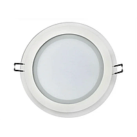 Стельовий світлодіодний світильник врізний Glass Rim 18W 220V круг 6500К холодне світло