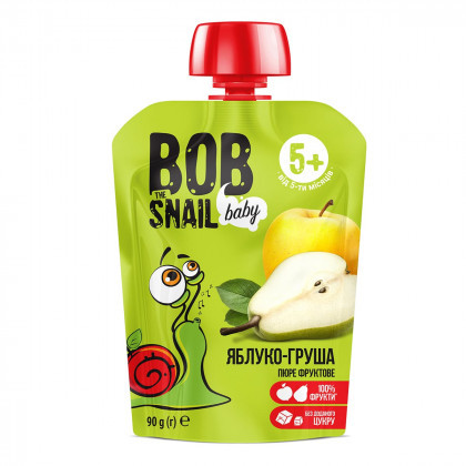 Дитяче фруктове пюре Яблуко-груша Bob Snail Равлик Боб з 5 місяців, 90 г