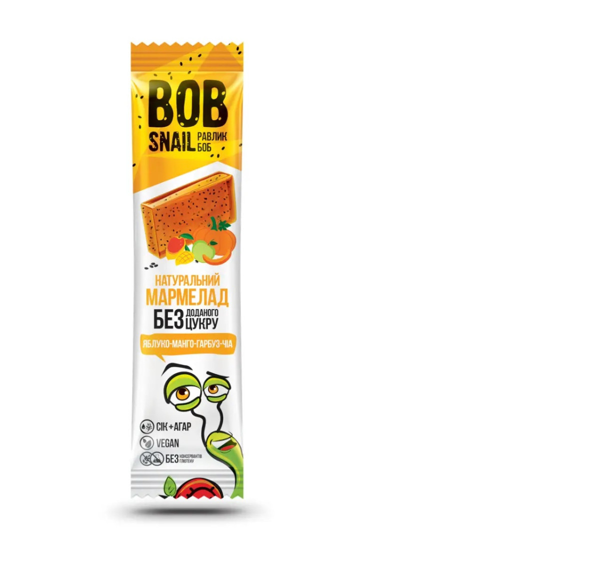 Натуральний мармелад Яблуко-Манго-Гарбуз Bob Snail Улитка Боб, 38 г, фото 1