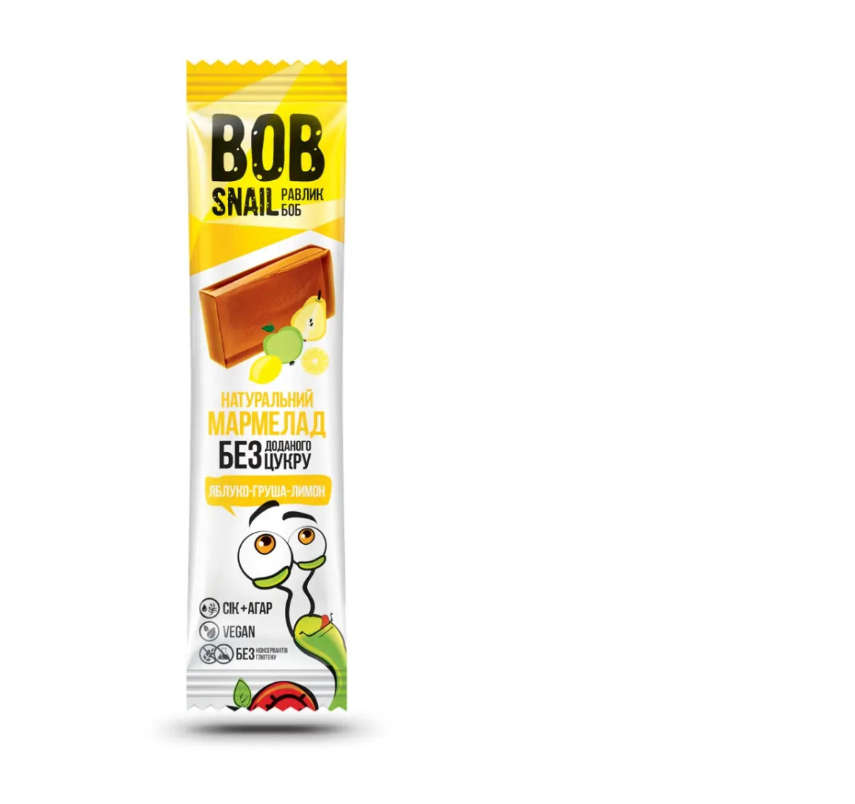 Натуральний мармелад Яблуко-Груша-Лимон Bob Snail Улитка Боб, 38 г, фото 1