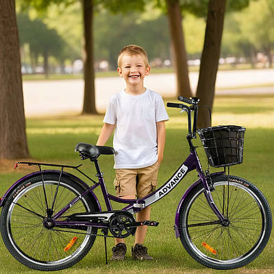 Дитячий дорожній велосипед corso міський підлітковий велик хлопчику дівчинці 24" складний корзина багажник