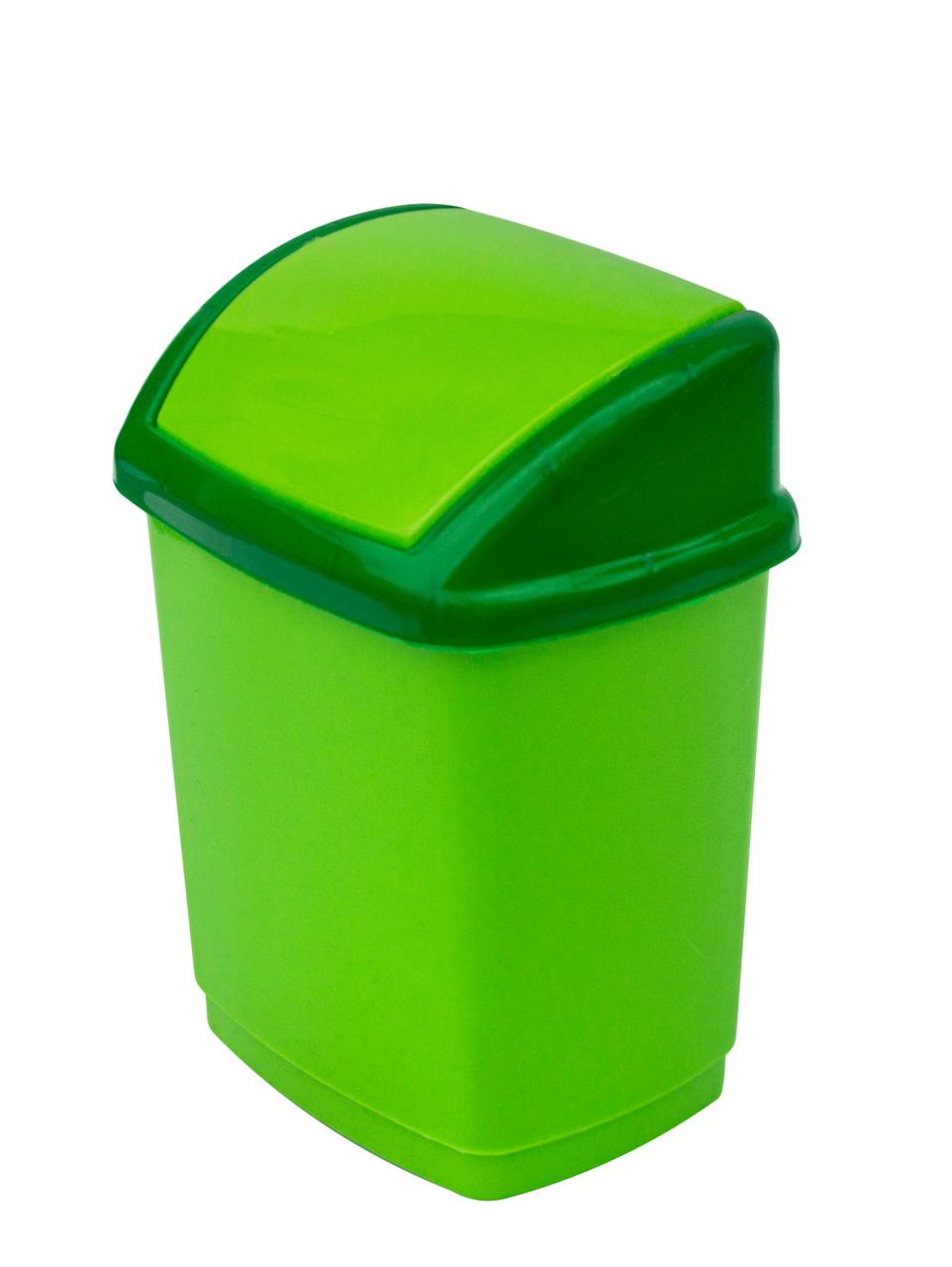 Відро для сміття пластикове Будиночок 1,7 літра зелене 15*12*18.5 см (Горизонт), фото 1