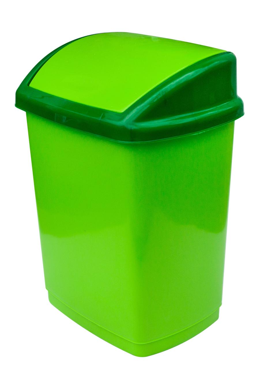 Відро для сміття пластикове Будиночок 16 літрів зелене 30*24*41 см (Горизонт), фото 1