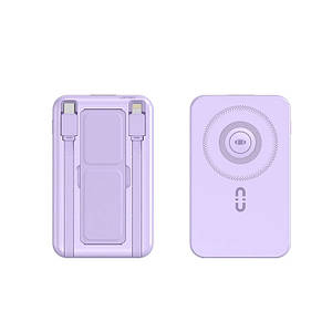 Power Bank TRY 10000mAh 22,5W з MagSafe 15W PD20W з підставкою, кабелями, зарядкою годинника фіолетовий