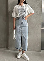 Женская джинсова юбка миди (Турция)