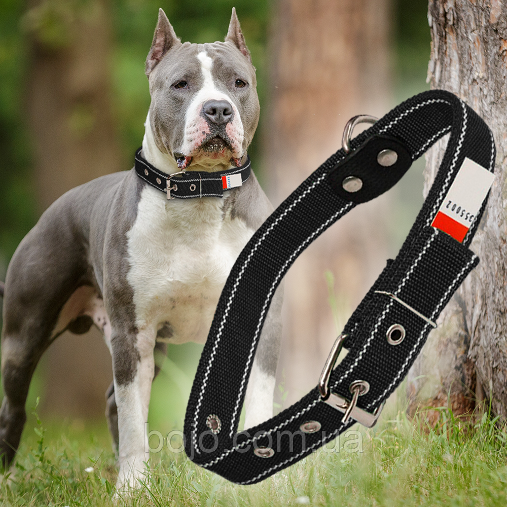 Нашийник капроновий для собак №135 повійний 35 мм - довжина 64 см, Чорний (2021)