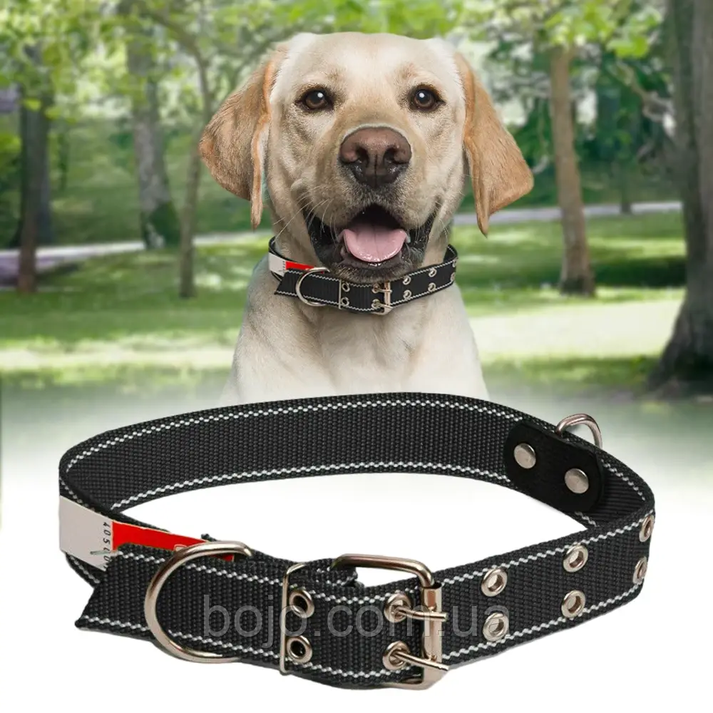 Нашийник капроновий для собак №136 повійний 40 мм - довжина 76 см, Чорний (2021)