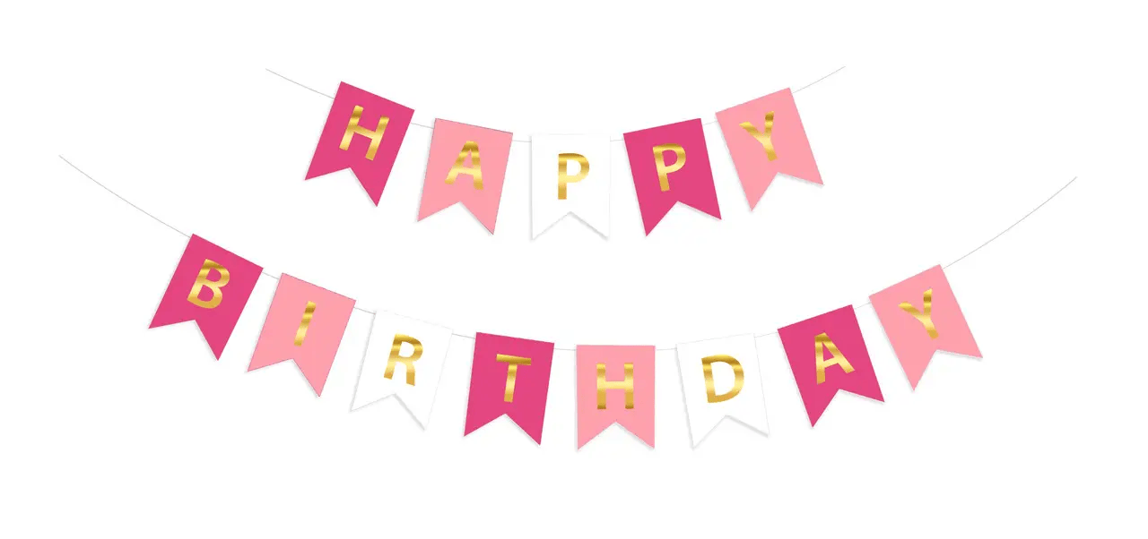 Паперова гірлянда "Happy Birthday" рожевий мікс в уп (1 шт)