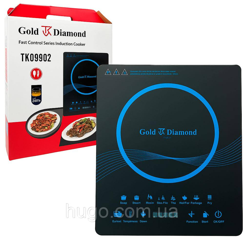 Індукційна плита на 1 конфорку 2400Вт, Gold Diamond TK09902 / Плита електрична скляна