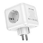 Мережевий ЗП адаптер-трійник Borofone BAC10 3*EU, 3*USB, 1*Type-C, фото 5