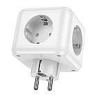 Мережевий ЗП адаптер-трійник Borofone BAC10 3*EU, 3*USB, 1*Type-C, фото 4