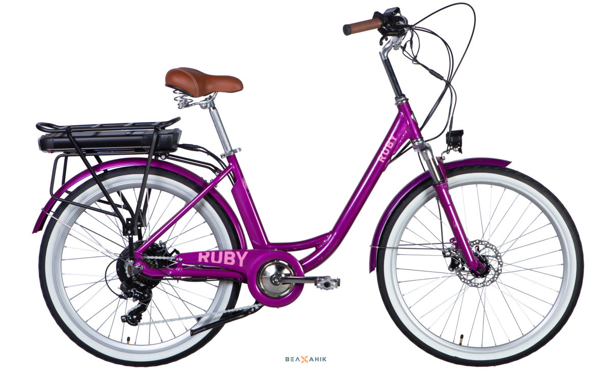 Електровелосипед 26" Dorozhnik eRUBY DD FR 500Вт 36В 12,5 Аг (рама 17") AL пурпуровий