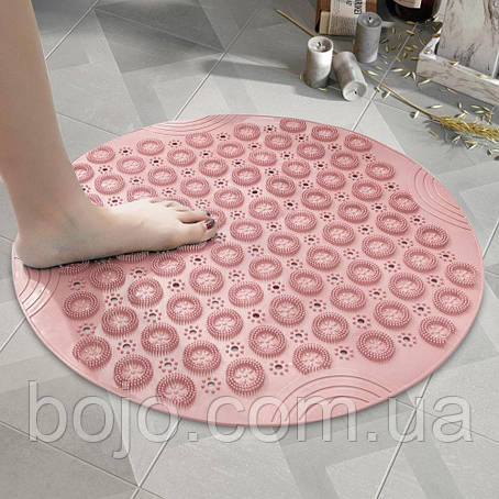 Круглий нековзний килимок Massage foot rad для душу 37 см, Рожевий (205), фото 1