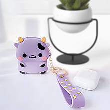 Чехол 3D силіконовий Корівка для захисту AirPods Pro від ударів і подряпин, Фіолетовий (205)