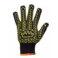 Рукавички робочі КОРОНА чорні з ПВХ крапкою 90 гр в'язані трикотажні платіровка