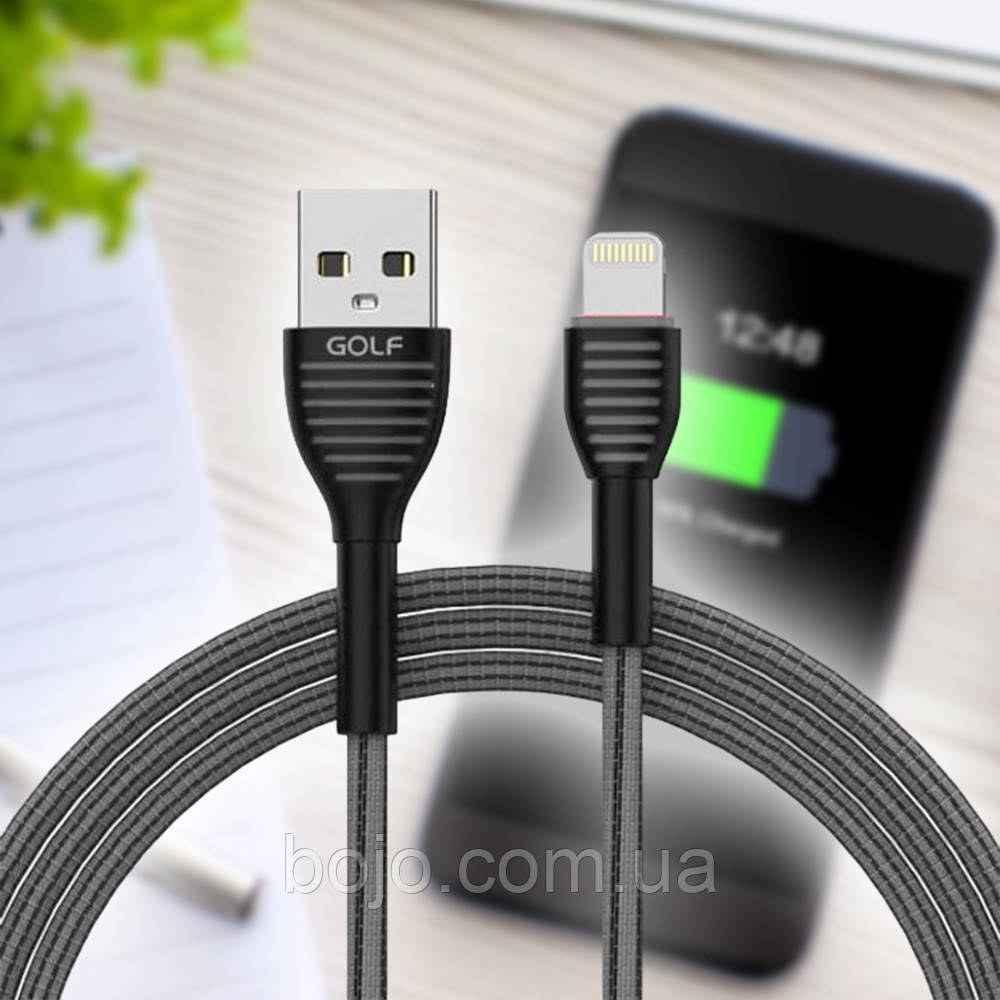 Кабель GOLF GC-74 USB - Lightning 1м, Чорний (206)