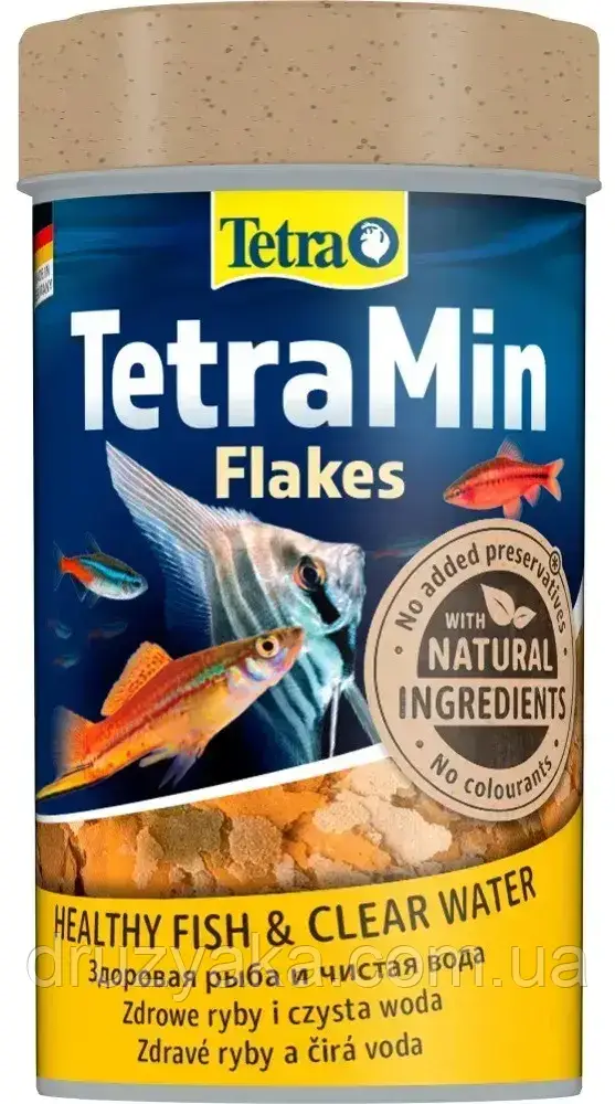 Корм сухий Tetra Min Flakes для тропічних акваріумних рибок в пластівцях 100 мл