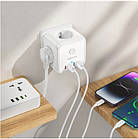 Мережевий ЗП адаптер-трійник Borofone BAC10 3*EU, 3*USB, 1*Type-C, фото 2