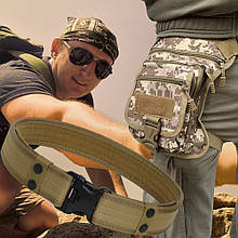 Набір 2 в 1 для справжнього чоловіка:  ремінь, сумка на стегно, Койот-камуфляж