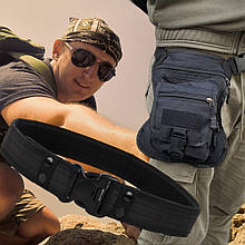 Набір 2 в 1 для справжнього чоловіка: ремінь, сумка на стегно, Чорний