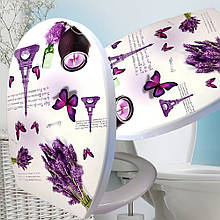 Тверда кришка-сидіння для унітазу з декоруванням 372 Elif, Лаванда (DRK)