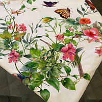 Тканина стрейч-кулір метелики на квітах 1452