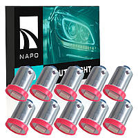 Лампа світлодіодна NAPO LED BA9S-5050-1smd T4W BA9S колір світіння червоний комплект 10 шт