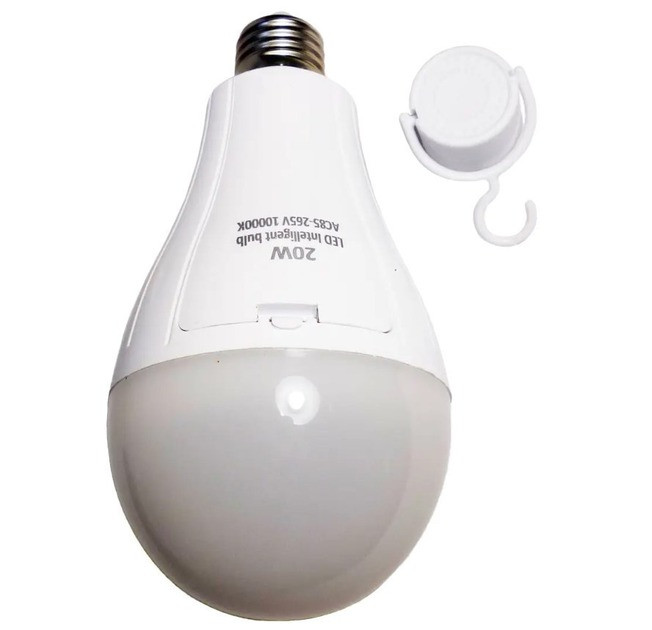 Світлодіодна акумуляторна лампа D8442/LED-лампочка з патроном Е27 20 W + 2 акумулятори, фото 1