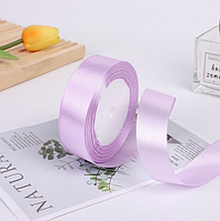 Стрічка атласна бузкова 2,5 см пакувальна для рукоділля та подарунків рулон 23 м