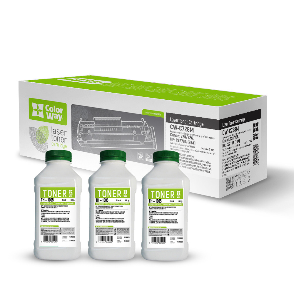 Картридж CW (CW-C728M/TH-1005) Canon MF4410/LBP6200 (Canon 726/728/CE278A) + Тонер (TH-1005) 3х60г, фото 1